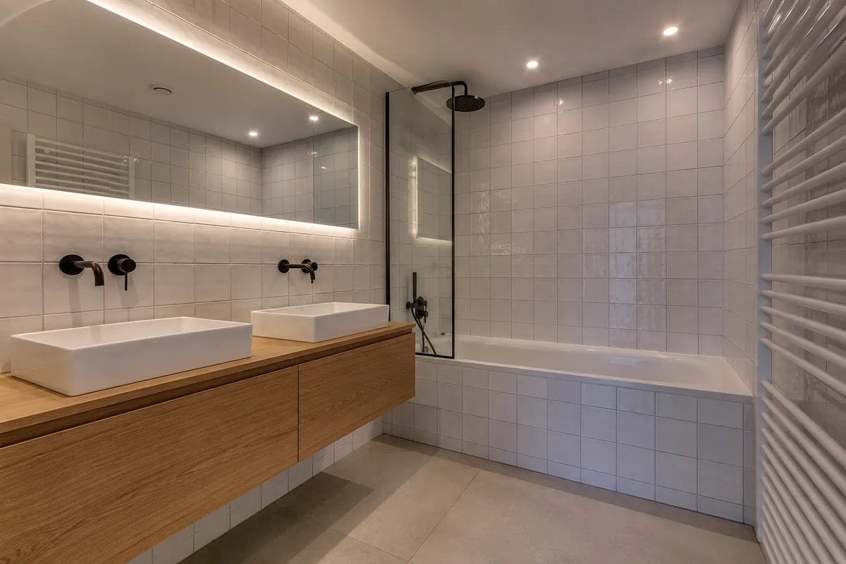 Gezinsbadkamer met dubbele wastafel, Amersfoort